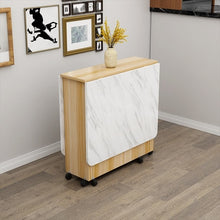 Load image into Gallery viewer, Wooden Folding Dining Table With Wheels Living Room Kitchen Tables Furniture Eco-friendly Wood Movable Storage Wall Table