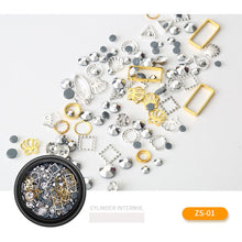 Load image into Gallery viewer, Nail Art décorations Nail Art Jewelry Star Nail Glitter Flat Rhinestone Japanese Nail Mix New Pearl Rivet Metal Round Box Patch