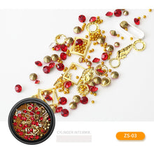 Load image into Gallery viewer, Nail Art décorations Nail Art Jewelry Star Nail Glitter Flat Rhinestone Japanese Nail Mix New Pearl Rivet Metal Round Box Patch