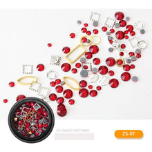 Load image into Gallery viewer, Nail Art décorations Nail Art Jewelry Star Nail Glitter Flat Rhinestone Japanese Nail Mix New Pearl Rivet Metal Round Box Patch