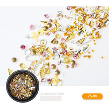 Load image into Gallery viewer, Nail Art décorations Nail Art Jewelry Star Nail Glitter Flat Rhinestone Japanese Nail Mix New Pearl Rivet Metal Round Box Patch