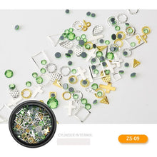 Load image into Gallery viewer, Nail Art décorations Nail Art Jewelry Star Nail Glitter Flat Rhinestone Japanese Nail Mix New Pearl Rivet Metal Round Box Patch
