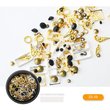 Load image into Gallery viewer, Nail Art décorations Nail Art Jewelry Star Nail Glitter Flat Rhinestone Japanese Nail Mix New Pearl Rivet Metal Round Box Patch