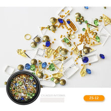 Load image into Gallery viewer, Nail Art décorations Nail Art Jewelry Star Nail Glitter Flat Rhinestone Japanese Nail Mix New Pearl Rivet Metal Round Box Patch