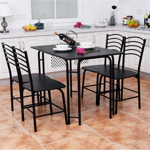 5 pcs Modern Dining Steel Frame Home Kitchen Furniture Solid MDF Panel Steel Frame Dining Furniture Set Easy Assembly HW54791