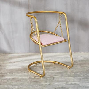 Nordic Dining Chair Iron Modern Home Indoor Fashion Swing Chair Home Kitchen Living Room American Balcony Breakfast Lounge Chair