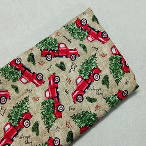 Merry Christmas Red Cartoon Driving Car Printed Cotton Fabric 50x105cm Floral Fabric Patchwork Textile Baby Cloth Dress Party