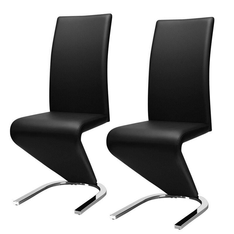 Modern 2 pcs High Back U-Shaped PU Leather Dining Chairs Kitchen Room Furniture High Quality HW59086