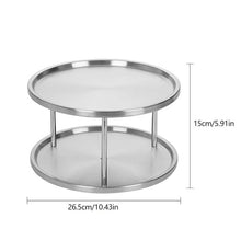 Load image into Gallery viewer, 360 degree rotating tray Spice Rack Stainless Organizer Tray Turntable 2 Level Tabletop Stand For Dining Table Kitchen Cabinets
