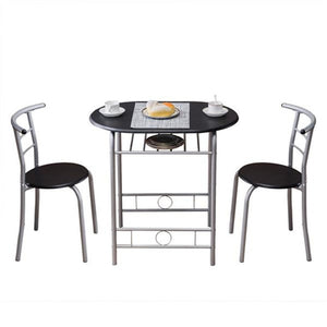 PVC Breakfast Table (One Table and Two Chairs) Black For Living Room Garden Kitchen Table Chairs Furniture