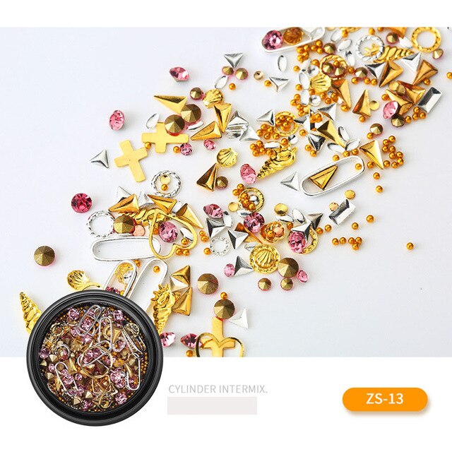 Nail Art décorations Nail Art Jewelry Star Nail Glitter Flat Rhinestone Japanese Nail Mix New Pearl Rivet Metal Round Box Patch