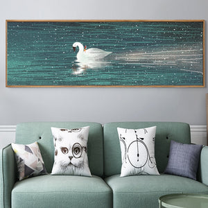 Nordic Swan Animal and Lake Canvas Art Print For living Room Kids Room Nursery Art Prints Poster Modern Abstract Wall Décoration