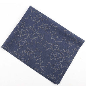 IBOWS 40CM*50CM Denim Soft Fabric Star Dots Printed Breathable Fabric DIY Dolls Patchwork Clothing Making Home Textile Material