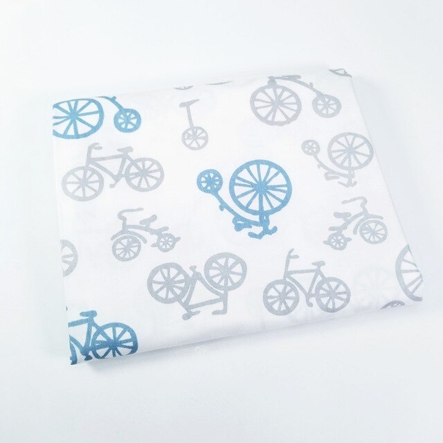 Bicycle Printing Cotton Twill Fabric Patchwork Textile Woven Cotton Fabric DIY Sewing Quilted Baby Fat Season Fabric