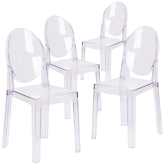 Fast Shipping Transparent Victoria Ghost Chair Crystal Plastic Dining Chair for Kitchen Dining Room Furniture Modern Acrylic