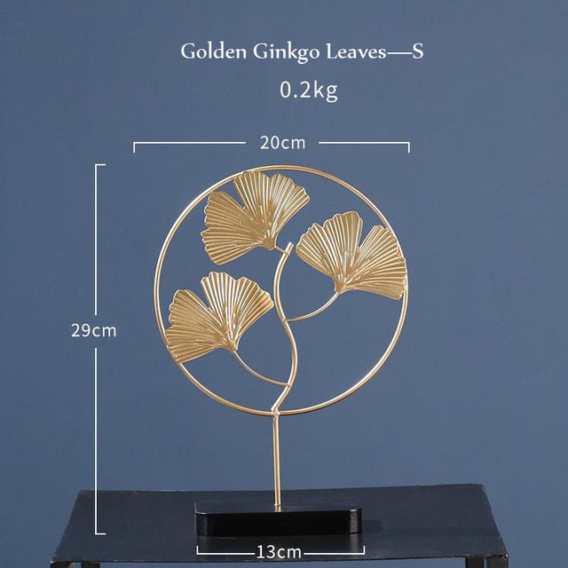 Simple Golden Turtle Leaf Ginkgo Leaf Iron Round Ornament Home Decoration Accessories Modern Romantic Desktop Romantic Decor