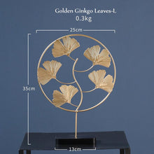 Load image into Gallery viewer, Simple Golden Turtle Leaf Ginkgo Leaf Iron Round Ornament Home Decoration Accessories Modern Romantic Desktop Romantic Decor
