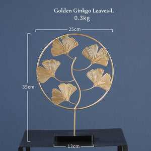 Simple Golden Turtle Leaf Ginkgo Leaf Iron Round Ornament Home Decoration Accessories Modern Romantic Desktop Romantic Decor