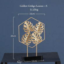 Load image into Gallery viewer, Simple Golden Turtle Leaf Ginkgo Leaf Iron Round Ornament Home Decoration Accessories Modern Romantic Desktop Romantic Decor
