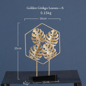 Simple Golden Turtle Leaf Ginkgo Leaf Iron Round Ornament Home Decoration Accessories Modern Romantic Desktop Romantic Decor